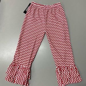 Britton red and white chevron print NWT size 6T ruffle bottom pants